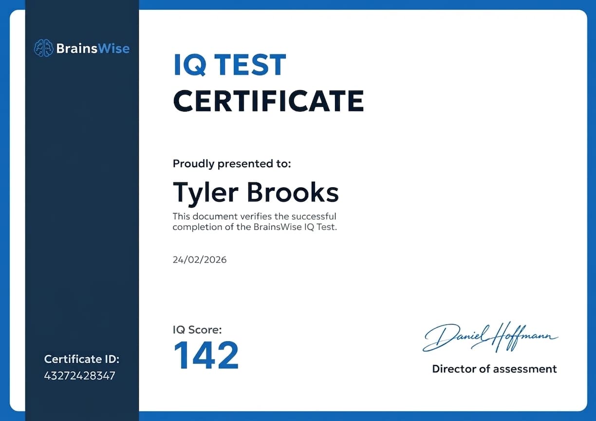 Sample BrainsWise IQ certificate